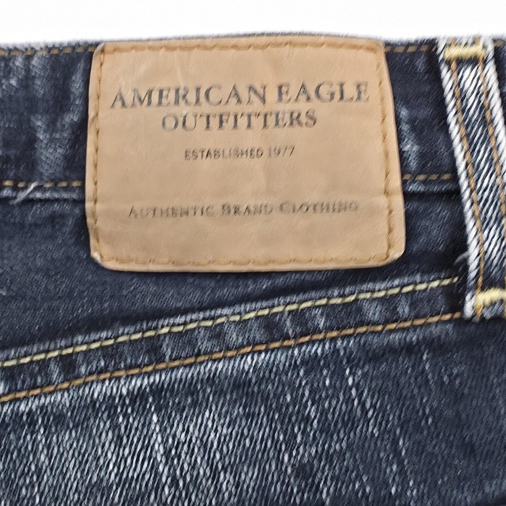 American Eagle Jeans Mens 34x34 Dark Wash Straight Leg Distressed Denim Casual - Picture 7 of 10